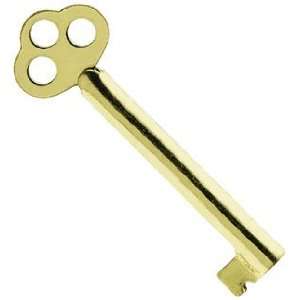  Curio Key. Brass Plated Steel Skeleton Key With Flat Bow 