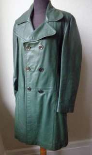 60s Vtg. Deluxe Green Leather Belt Back Princess Coat  