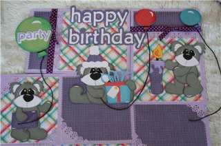 HAPPY BIRTHDAY KOALAS premade scrapbook page mat set paper pieced 