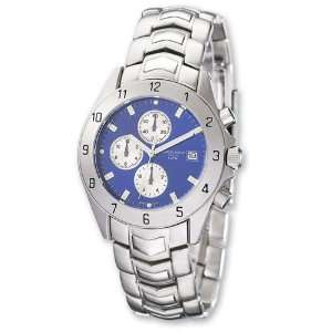    Mens Charles Stainless Blue Dial Chronograph Watch: Jewelry
