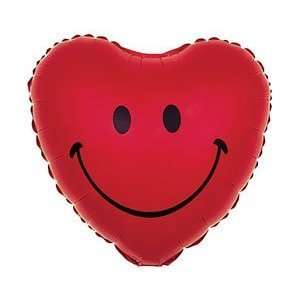  Happy Heart Smiley Face on Red 18 Inch Balloon: Health 