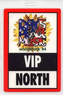 BOB DYLAN 1994 WOODSTOCK FESTIVAL LAMINATED VIP NORTH BACKSTAGE PASS 