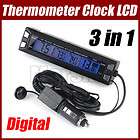 In Out Digital LED Thermometer Time Clock Car 12V/24V Voltage Monitor+ 