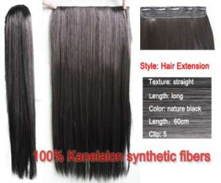 Synthetic Hair Extension Clip in Hairpiece Woman Long Straight 