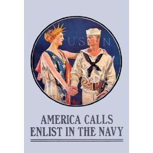  America Calls   Enlist in the Navy 28x42 Giclee on Canvas 