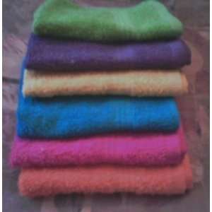  Wash Towels by Elegance, 6 Towel Set, Blue, Fuchsia, Lime 