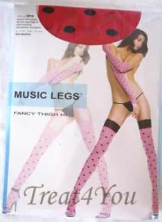 Brand New Red/Black Opaque Polka Dots Thigh Hi Stockings with Lace Top 