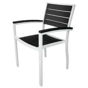    Polywood Euro Arm Chair in White / Black Patio, Lawn & Garden