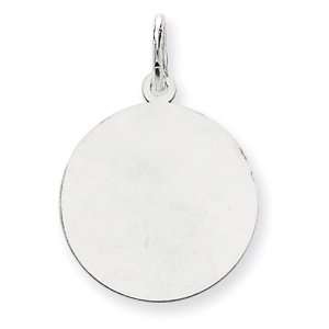  14k White Gold Round Disc Charm: Jewelry