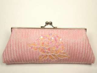 PINK Beads Satin Evening Clutch Purse Handbag Bag #463  