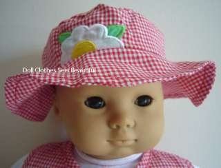 DOLL CLOTHES fits Bitty Baby Red Gingham Dress Sun Hat!  