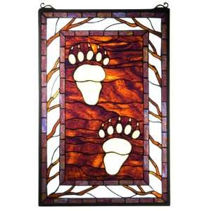  Bear Tracks Stained Glass Window: Home & Kitchen