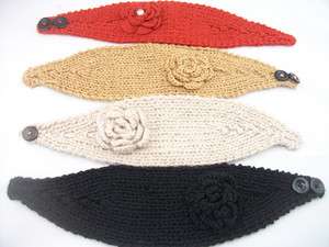   Cap Hand Knit Crochet Cute Flower & Leaf Winter Headband.