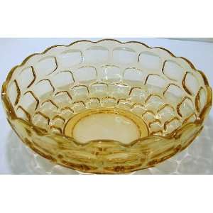    GL228   Amber glass thumbprint pattern salad bowl: Home & Kitchen