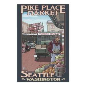    Pike Place Market   Seattle, WA Travel Poster: Home & Kitchen