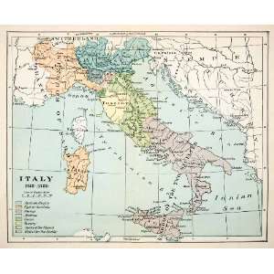 Map Italian States Austrian Empire Sardinia Parma Modena Lucca Sicily 