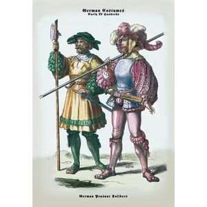 : German Costumes: German Peasant Soldiers   Paper Poster (18.75 x 28 