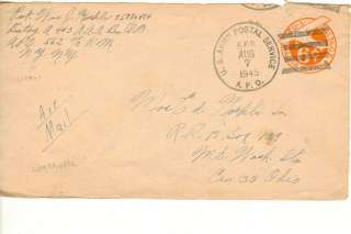 1945 Army Cover WWII APO 562 FRANCE 443 AAA Bn (SP) APO 568 SOLDIERs 
