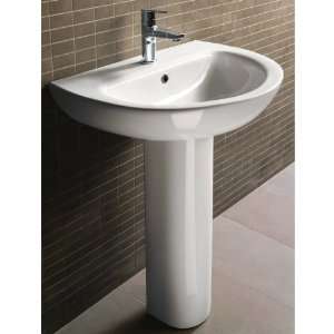  GSI MCITY3012 Round White Ceramic Pedestal Bathroom Sink 