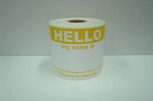 50 3.5x2.375 YELLOW ptmy Hello My Name Is Tag Labels  
