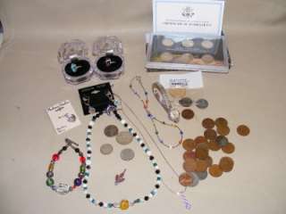 SILVER JUNK DRAWER LOT~SILVER RINGS, COINS, NECKLACES, 10K RGP BULOVA 