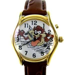   Looney Tunes Tasmanian Devil Brown Leather Band Watch Toys & Games