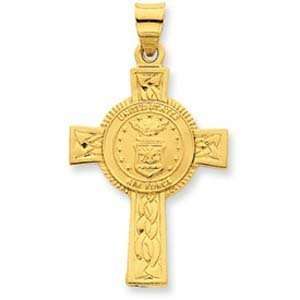    24k Gold plated Sterling Silver Air Force Cross Pendant: Jewelry