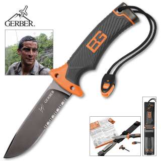 Gerber Bear Grylls Ultimate Survival Knife w/ Sheath Kit Sharpener 