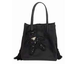 7390 auth PRADA black nylon Handbag Bag Purse  