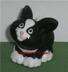 Fisher Price Little People Black White Bunny Rabbit   Retired 1998 