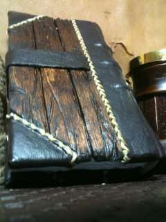 Pirate Captains Ledger Half Leather Bound Wood Book w/ Strap & Buckle 