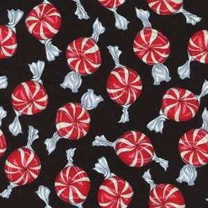 RED & WHITE PEPPERMINT CANDY BLK~ Cotton Quilt Fabric  