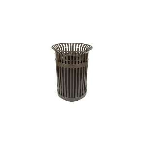   Gallon Outdoor Trash Can w/ Metal Flat Top Lid, Brown: Home & Kitchen
