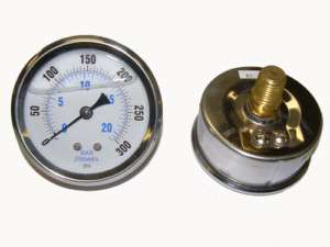 Liquid filled 300 psi air pressure gauge with 2.5 face  