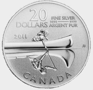 2011 RCM Canada $20 Dollar 9999 Fine Silver Commemorative Voyageur 