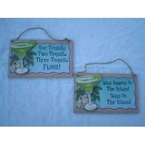   : Beach Island Margarita Party Tequila Wood Sign Set: Everything Else