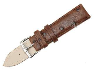  Ostrich Grain Genuine Leather Watch Band Wristwatch Strap Brown a50