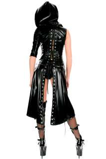 Gothic Punk Wetlook Sweet Pea Hooded Coat Gown Dress Costume Fullset 