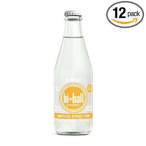 Hiball Energy Sparkling Water Orange, 10 Ounce Glass Bottles (Pack of 
