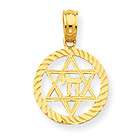 New 14k Gold Star of David in Circle Frame Pendant  