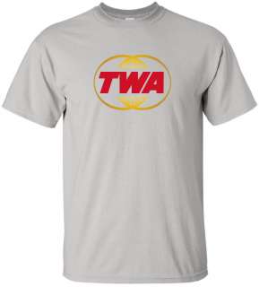   Ice Grey t shirt in cool cotton with a Gold/Red Vintage Airline Logo