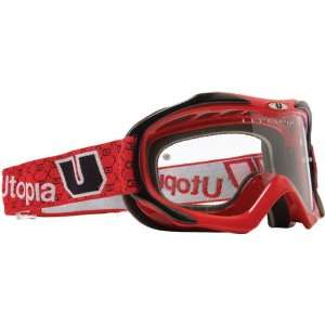  Utopia Warrant Motocross MX Goggles Red Strap With Clear 