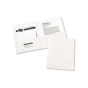  Two Pocket Embossed Paper Portfolio, 30 Sheet Capacity, White 