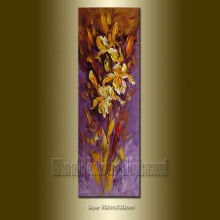 ORIGINAL ABSTRACT FLORAL OIL PAINTING Iris Textured Palette Knife 