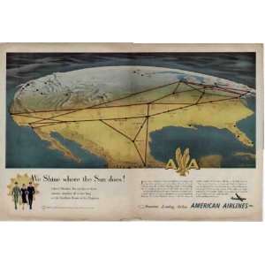  American Airlines Route Map  1950 American Airlines 