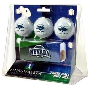   Nevada Reno Wolf Pack NCAA 3 Golf Ball Gift Pack w/ Hat Clip Sports