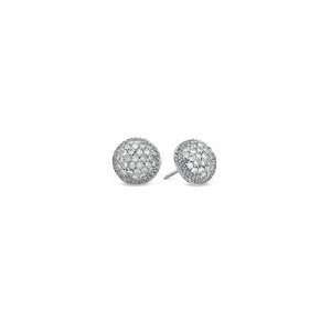 ZALES Diamond Puffed Circle Stud Earrings in 18K White Gold (G H/VS2 