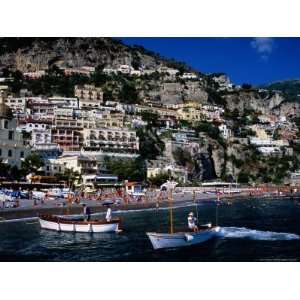  into Rugged Amalfi Coastline, Boats in Foreground, Positano, Italy 