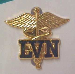 LVN with Caduceus Nurse Emblem Pin w/Safety Catch NWT  