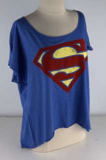 Superman Blue Classic Logo Oversize Tee Shirt Junior 2943  